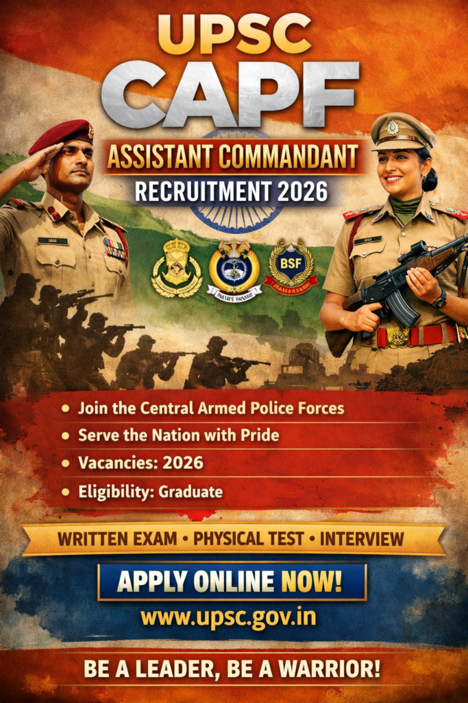 UPSC CAPF Assistant Commandant Recruitment 2026